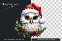 Cute Snow owl, Christmas Animal PNG for Sublimation Product Image 4