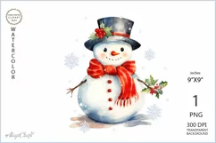 Cute snowmen png clipart| Watercolor snowmen| Christmas png Product Image 1