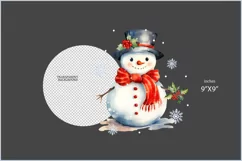 Cute snowmen png clipart| Watercolor snowmen| Christmas png Product Image 2