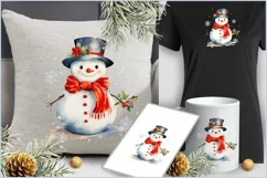 Cute snowmen png clipart| Watercolor snowmen| Christmas png Product Image 4