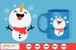 Cute Snowman catching snowflakes