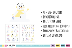 Winter snowman illustrations in pastel colors