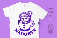 Cute Snowman Peeking out of a Cup | Christmas |Naughty SVG Product Image 1