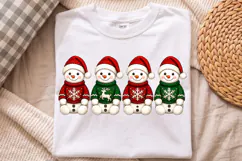 Cute Snowman Santa Hat Shirt PNG Design, Winter Holiday Product Image 3