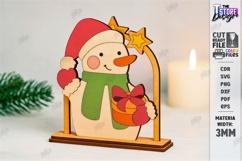 Cute Snowman Stand Laser Cut|Layered Christmas Shelf Sitter Product Image 1