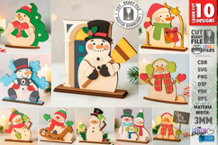 Cute Snowman Stands Laser Cut Bundle|Christmas Shelf Sitters Product Image 1