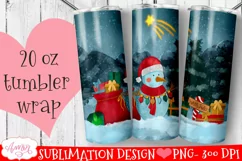 Snowman tumbler wrap for sublimation | Christmas tumbler PNG Product Image 1