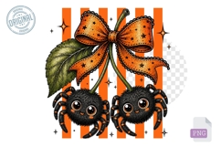 Cute Spider Cherry Halloween Bow PNG Clipart Design Product Image 1