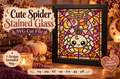 Cute Spider Stained Glass SVG | Halloween Cricut Cut File Product Image 1