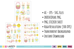 cute spring holiday graphics with bunnies eggs and chicks