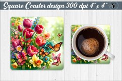 Square Coaster | Spring flowers Product Image 1