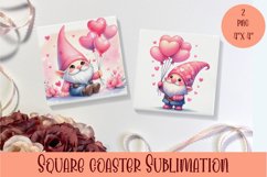 Valentines Gnome. Cute Gnome Square Coaster Design Product Image 1