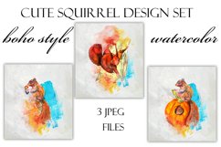 Set of cute squirrels, 3 files, boho style watercolor Product Image 1