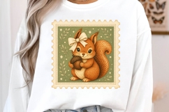 Cute Squirrel With Acorn Stamp Art Product Image 2