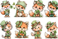 Cute St Patrick Fox Clipart png Watercolor png Product Image 2