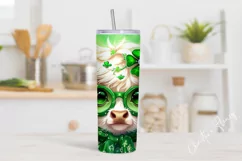 Cute St Patricks Highland Cow Tumbler Wrap PNG Product Image 2