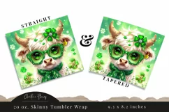 Cute St Patricks Highland Cow Tumbler Wrap PNG Product Image 3