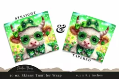Cute St Patricks Highland Cow Tumbler Wrap PNG Product Image 3
