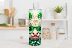 St Patricks Day Cute Highland Cow Tumbler Wrap PNG Product Image 2