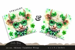 St Patricks Day Cute Highland Cow Tumbler Wrap PNG Product Image 3