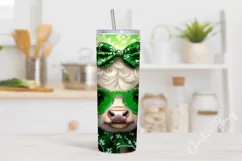 Cute Baby Highland Cow St Patricks Tumbler Wrap PNG Product Image 2