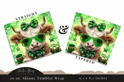 Cute Baby Highland Cow St Patricks Tumbler Wrap PNG Product Image 3