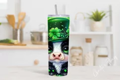 St Patricks Day Cute Highland Cow Tumbler Wrap PNG Product Image 2