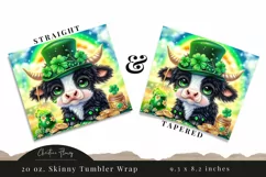 St Patricks Day Cute Highland Cow Tumbler Wrap PNG Product Image 3