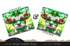 Highland Cow St Patrick's Day Tumbler Wrap PNG | St Patricks Product Image 3
