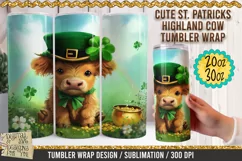Cute St Patricks Highland Cow Tumbler Wrap is a professional design that is available at 300dpi PNG to use for sublimation of tumblers. Avalaible for 30oz and 20oz sizes.