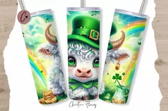 St Patricks Day Cute Highland Cow Tumbler Wrap PNG Product Image 1