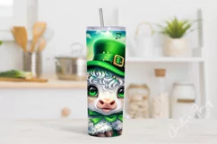 St Patricks Day Cute Highland Cow Tumbler Wrap PNG Product Image 2
