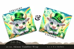 St Patricks Day Cute Highland Cow Tumbler Wrap PNG Product Image 3