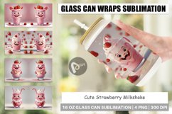 Glass Can Wraps Cute Strawberry Milkshake Product Image 1