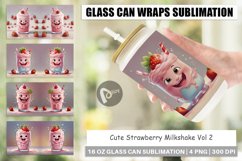 Glass Can Wraps Cute Strawberry Milkshake Product Image 1