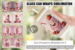 Glass Can Wraps Cute Strawberry Milkshake Product Image 1