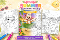 Cute cow summer coloring pages for kids Product Image 1