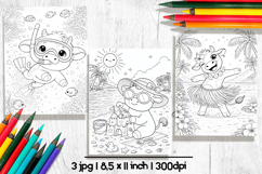 Cute cow summer coloring pages for kids Product Image 2