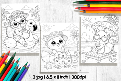 Fox illustration, Summer coloring pages for kids Product Image 2