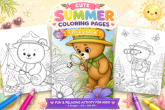 Bear coloring pages, Summer coloring pages for kids Product Image 1