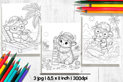 Cute highland cow summer coloring pages for kids Product Image 2