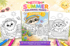 Raccoon summer Coloring Pages for kids Product Image 1