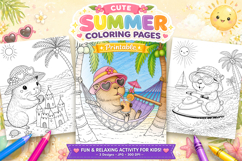 Capybara summer coloring pages for kids Product Image 1
