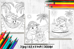 Capybara summer coloring pages for kids Product Image 2