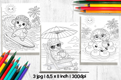 Cute sheep summer coloring pages for kids Product Image 2