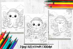 Octopus summer coloring pages for kids Product Image 2