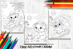 Cute pig summer coloring pages for kids Product Image 2