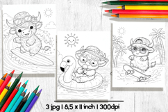 Cute highland cow summer coloring pages for kids Product Image 2