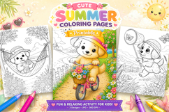 Cute dog summer coloring pages for kids Product Image 1