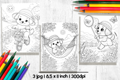 Cute dog summer coloring pages for kids Product Image 2